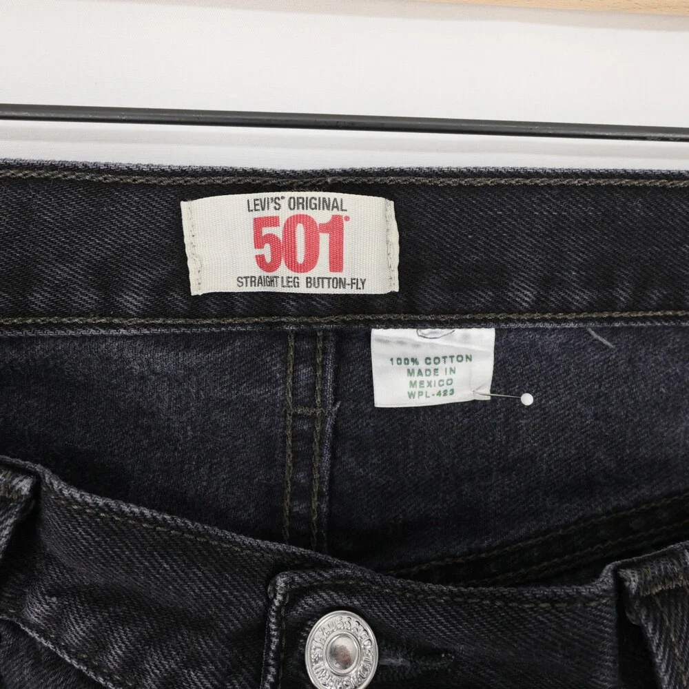 Levis 501 Jeans Mens 36x32 Black Straight Leg Button Fly Denim Original Fit